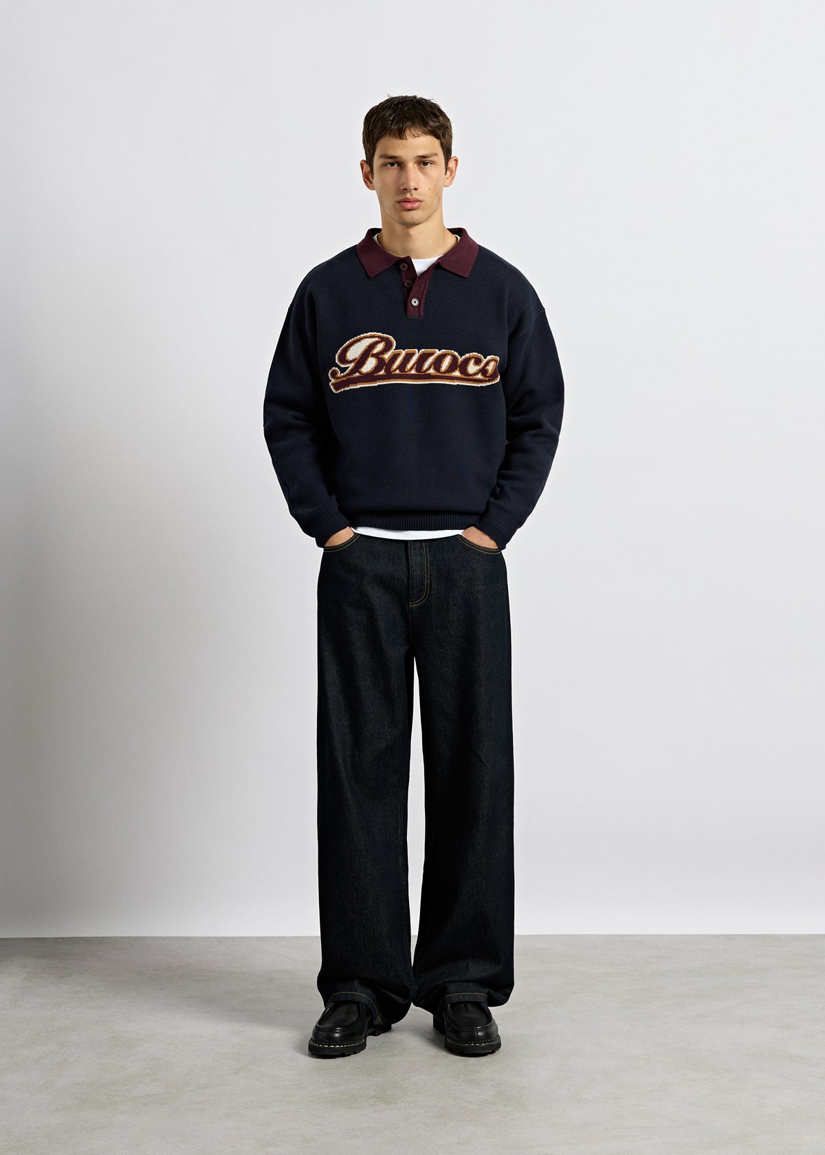 Knit Contrast Polo Sweater