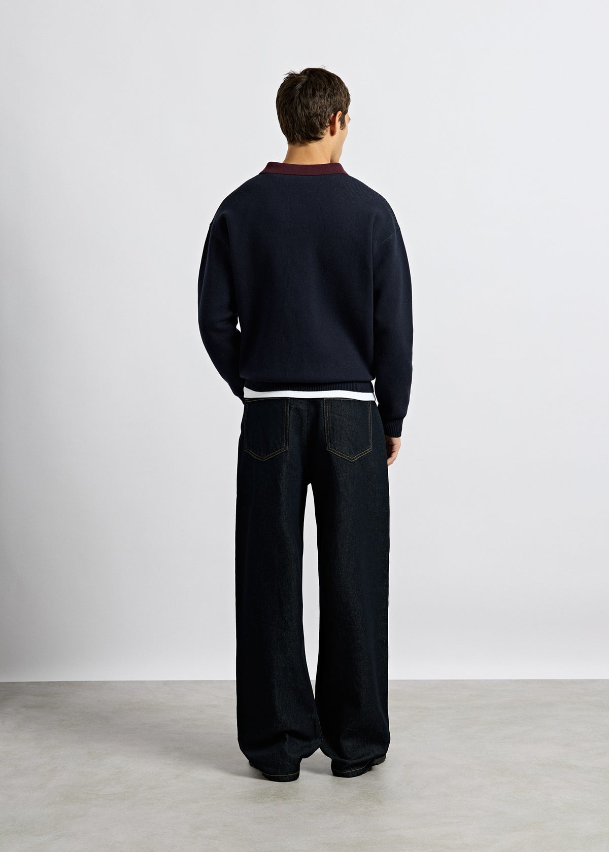 Knit Contrast Polo Sweater