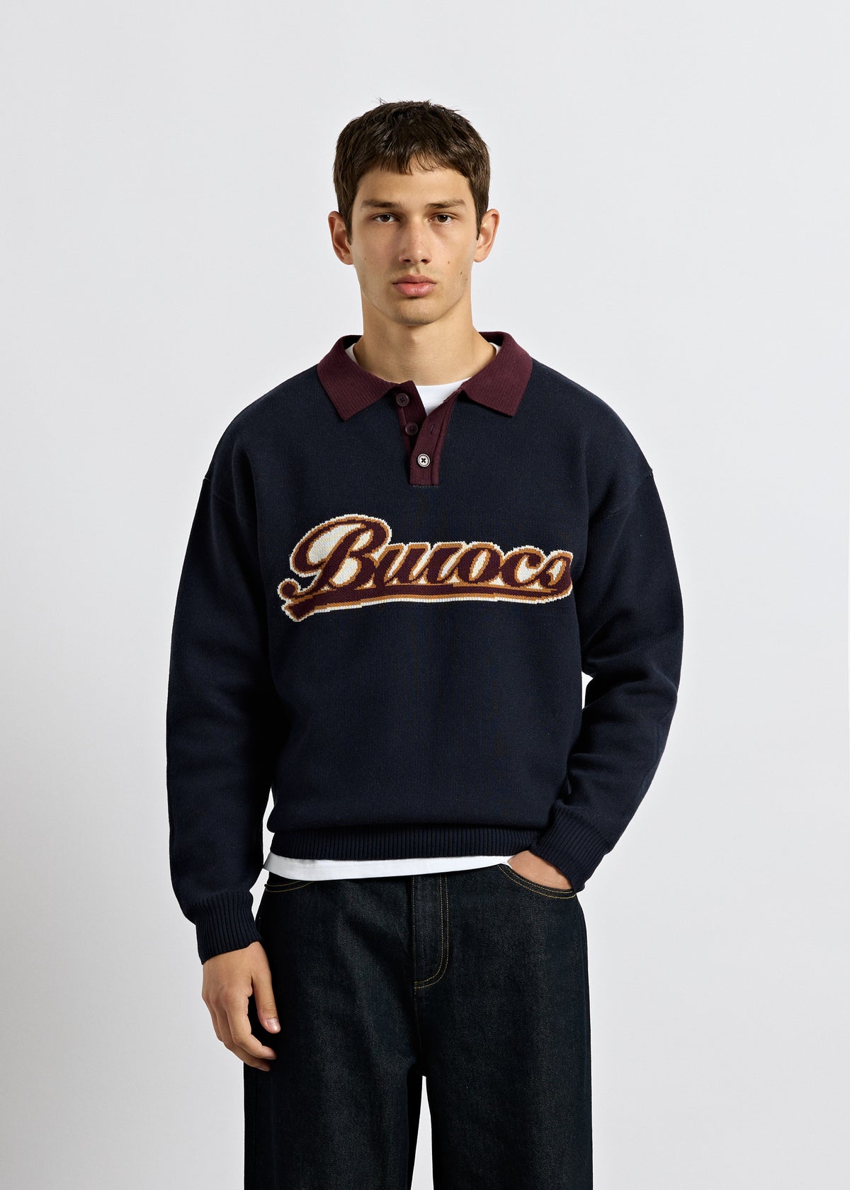 Knit Contrast Polo Sweater