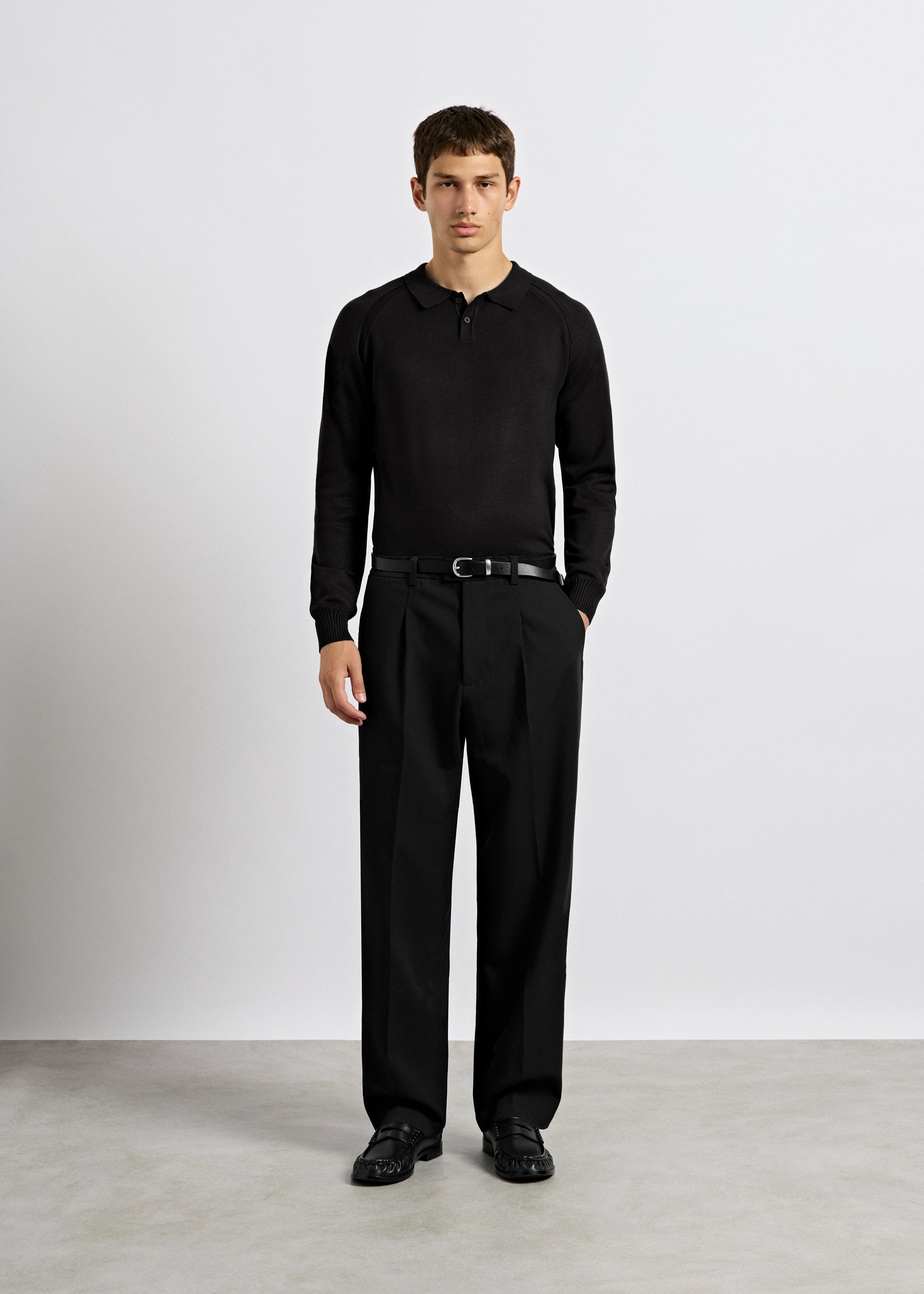 Fine Knit Polo Sweater