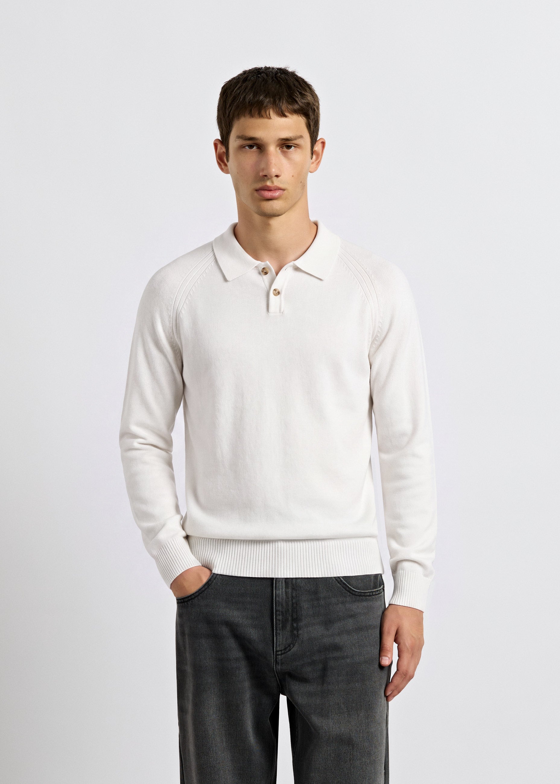 Fine Knit Polo Sweater