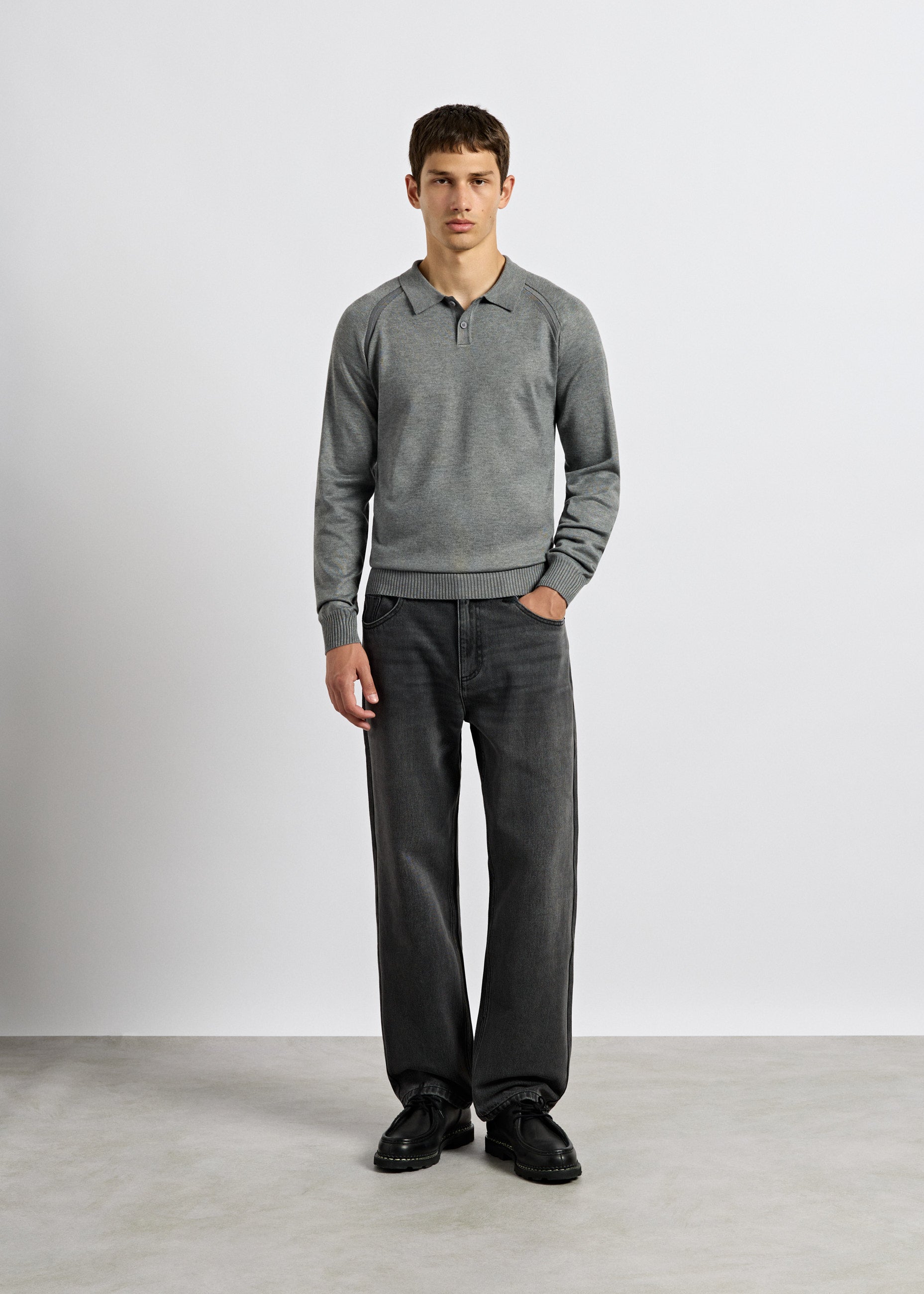 Fine Knit Polo Sweater