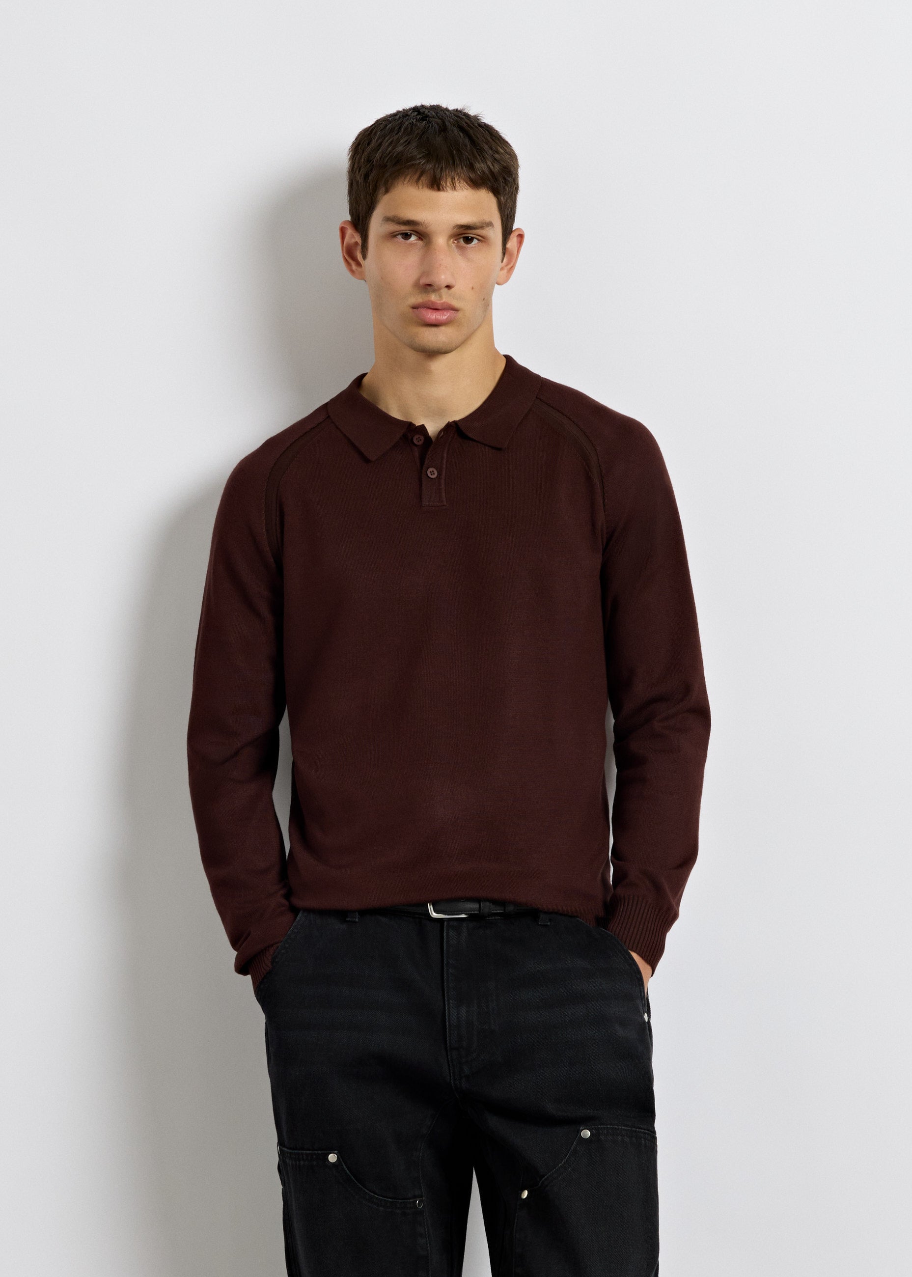 Fine Knit Polo Sweater