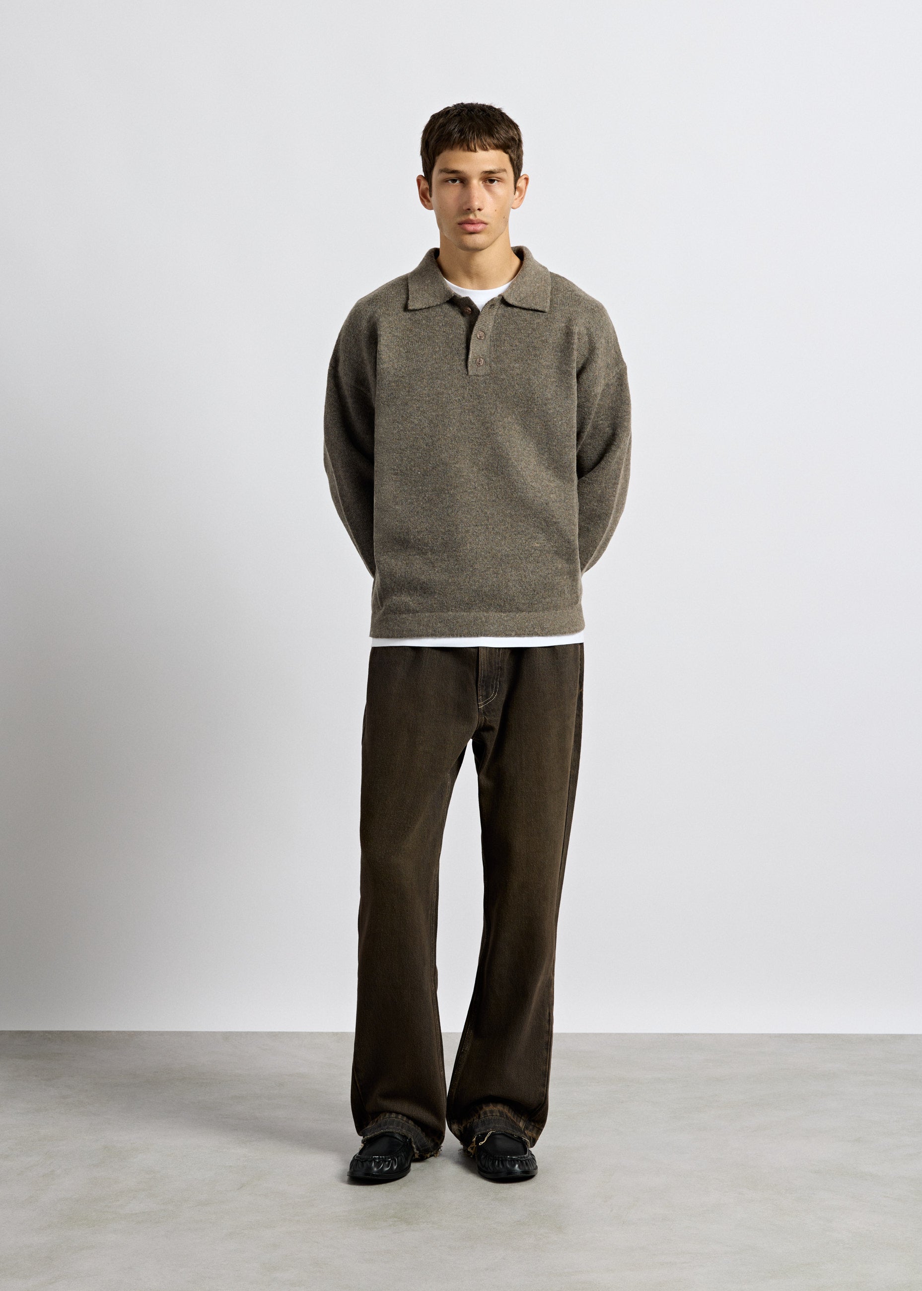Hairy Knit Polo Sweater