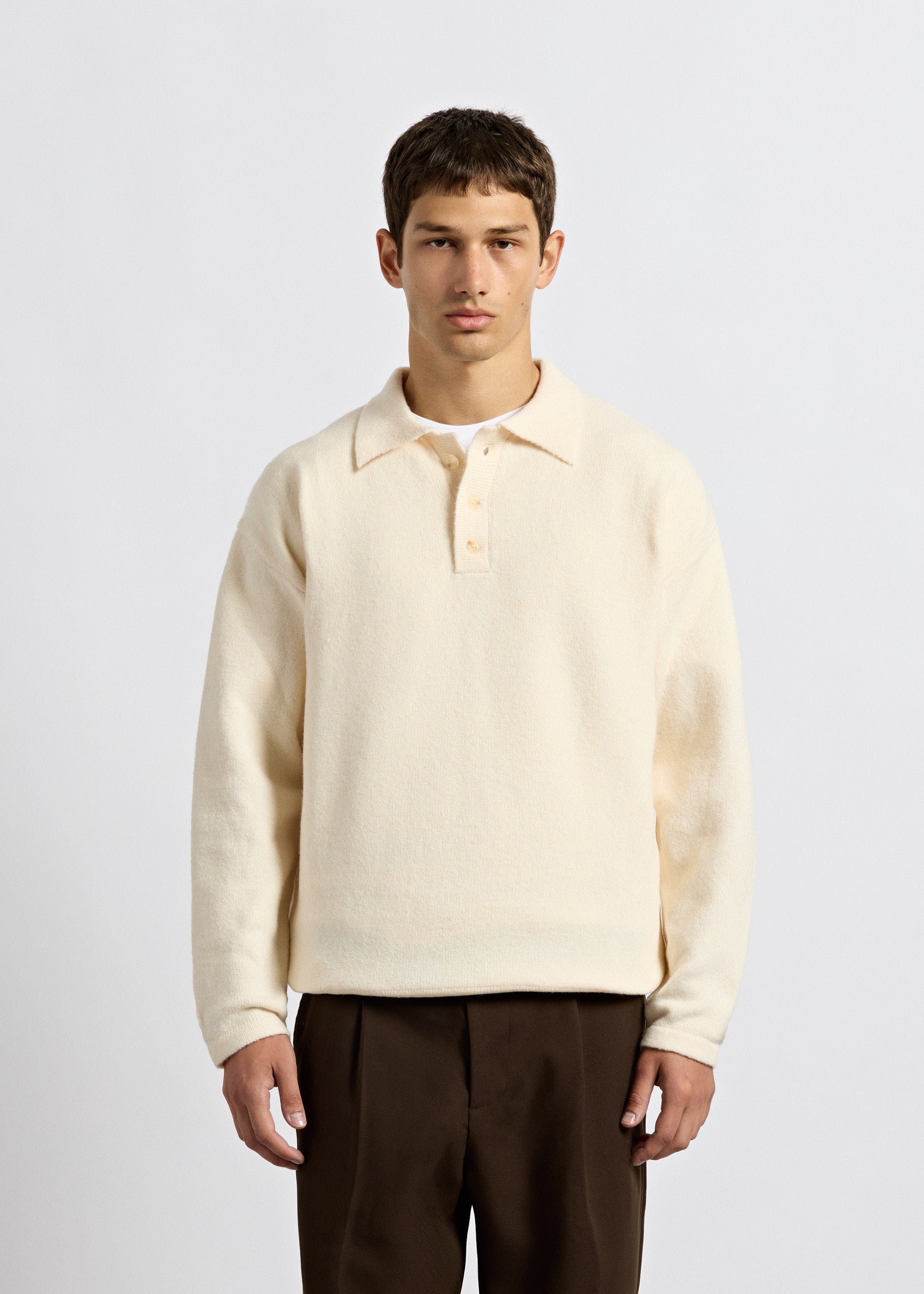 Hairy Knit Polo Sweater