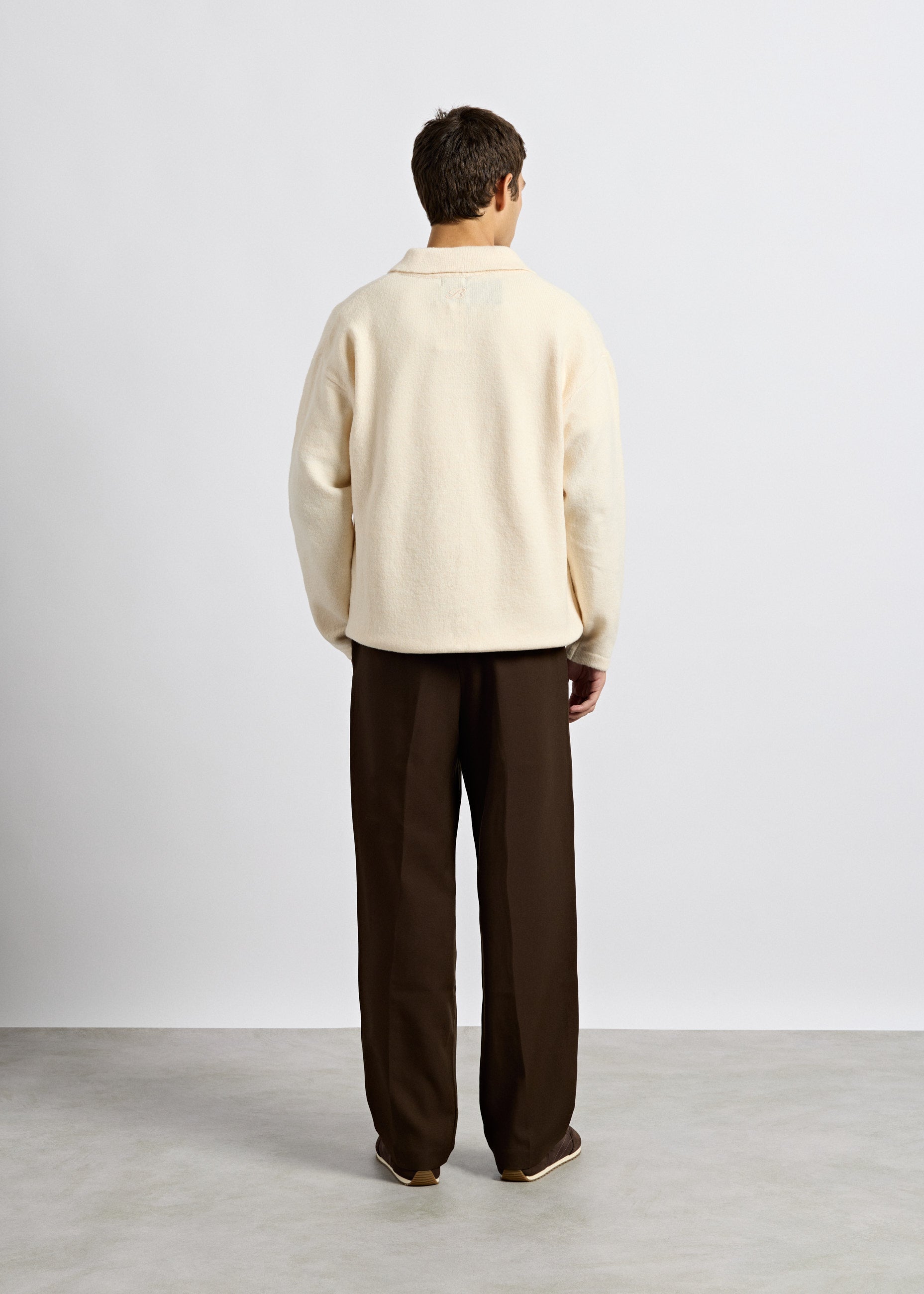 Hairy Knit Polo Sweater
