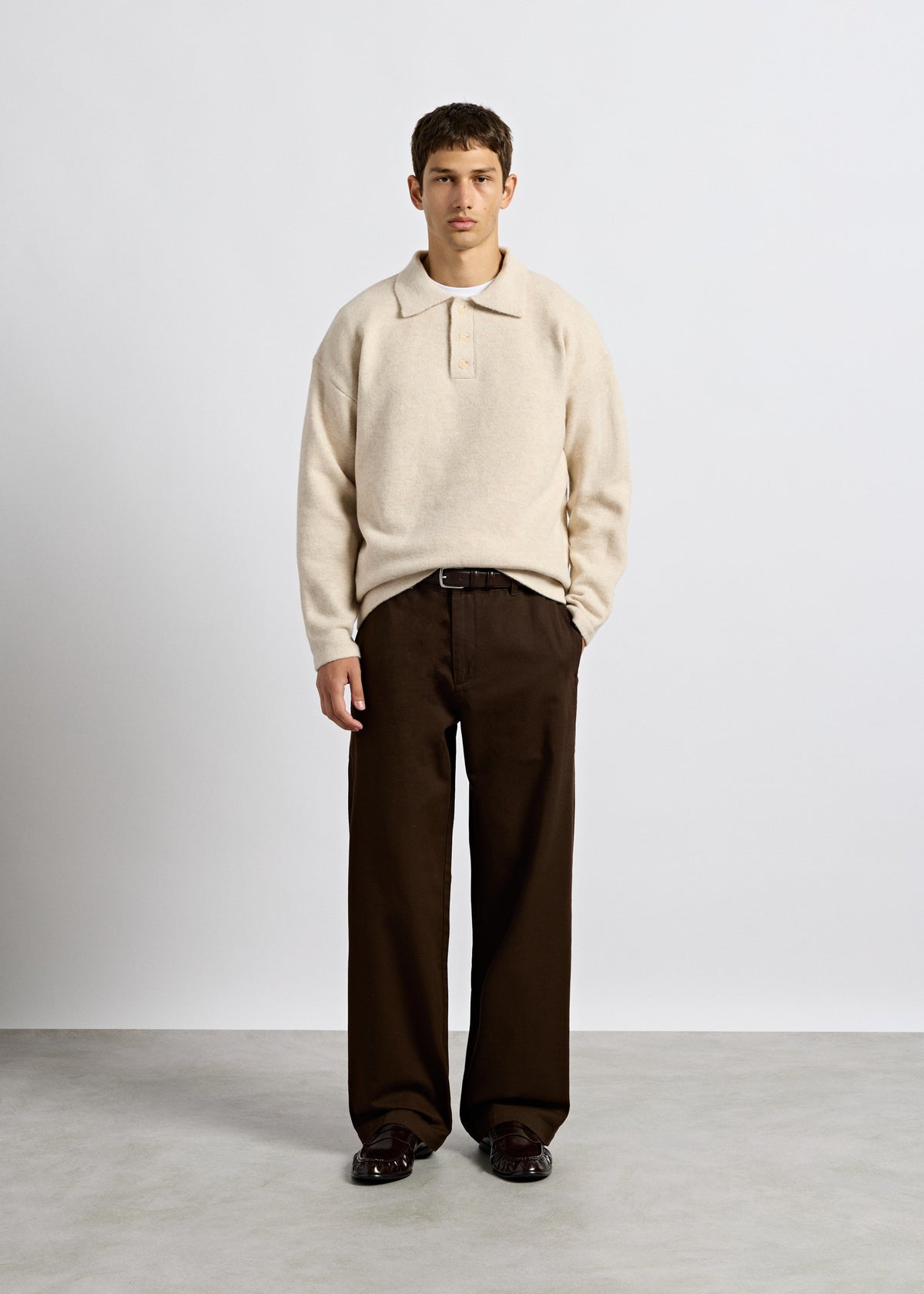 Hairy Knit Polo Sweater