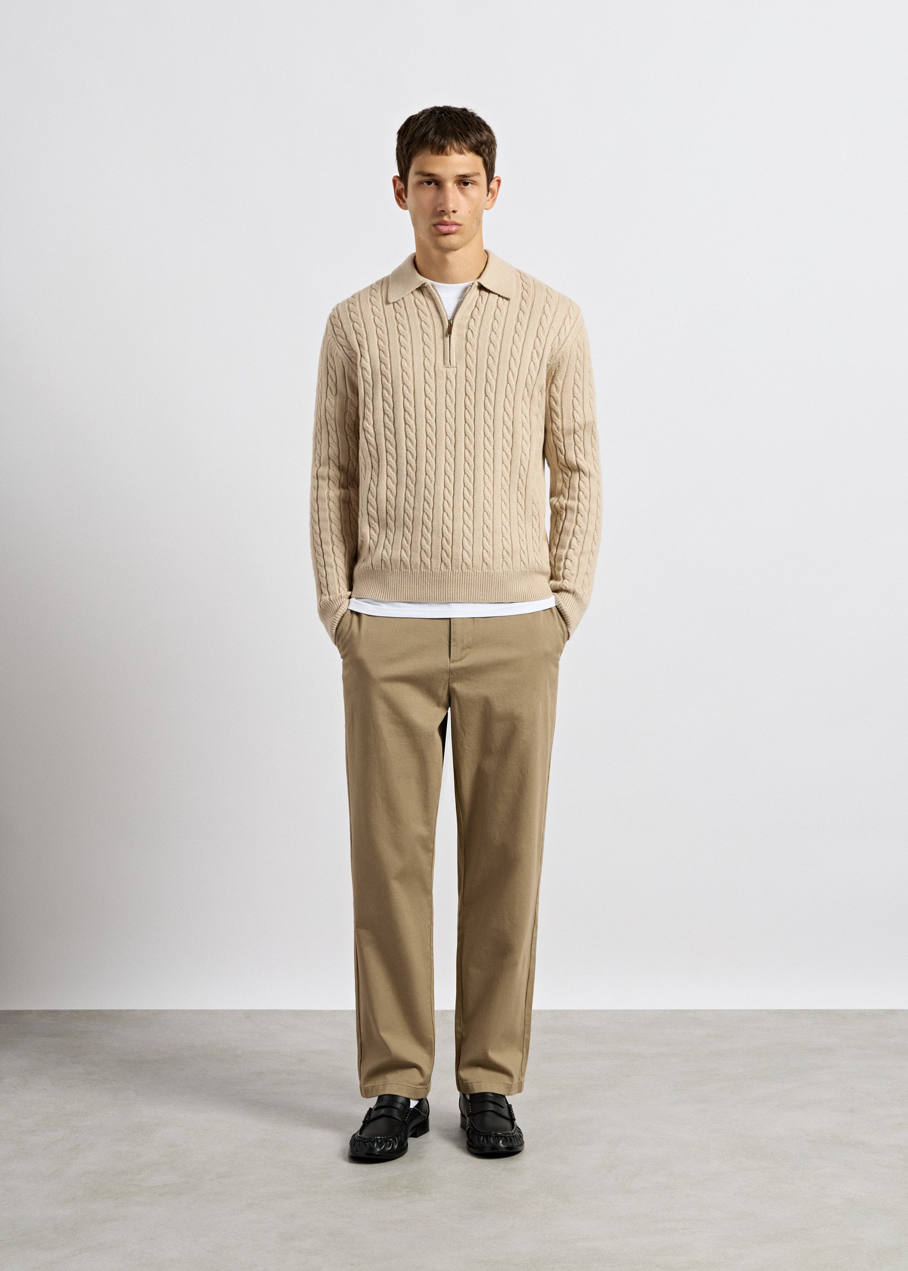 Cable Knit Polo Sweater