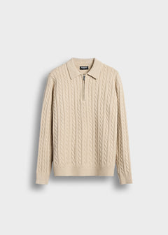 Cable Knit Polo Sweater