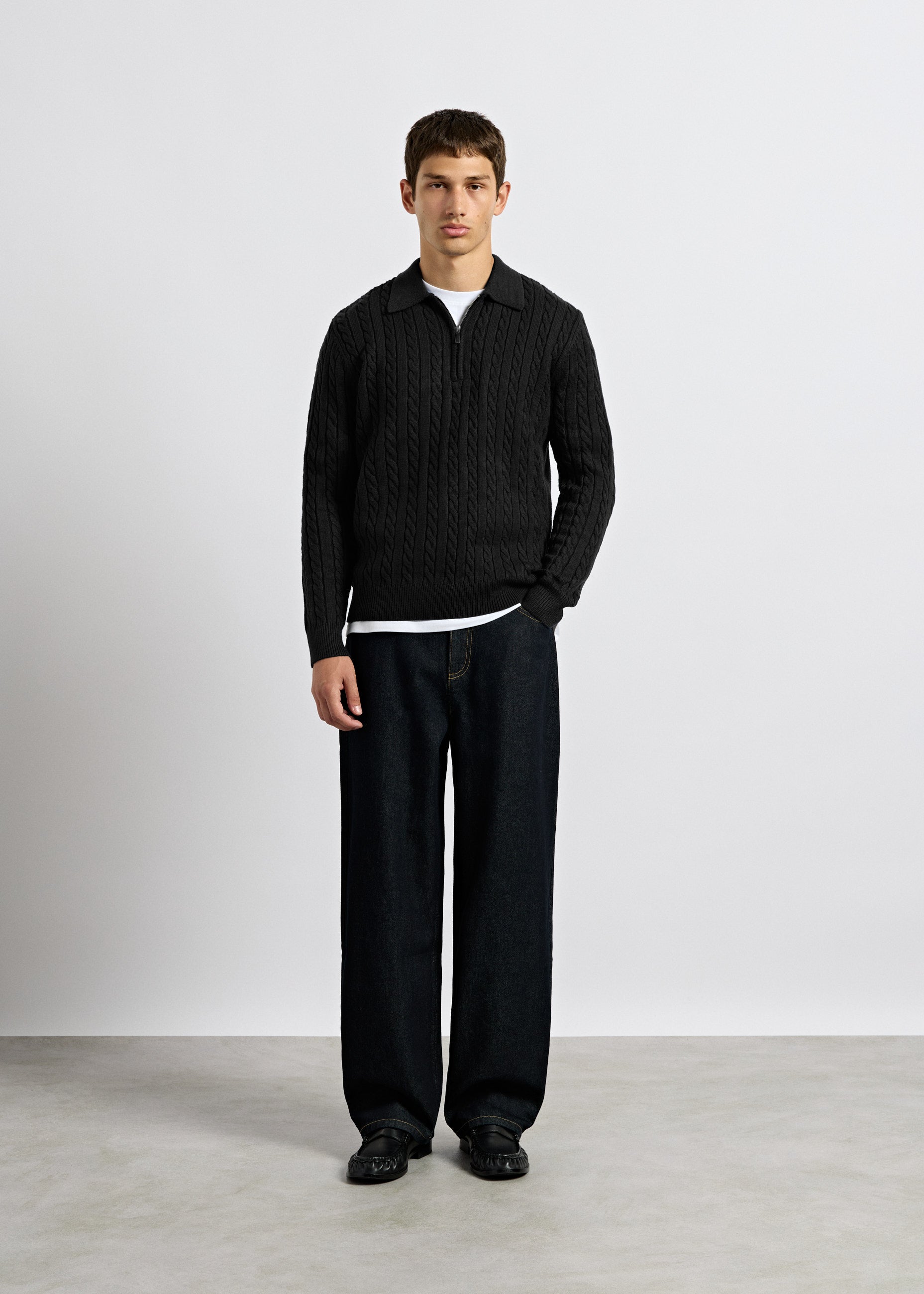 Cable Knit Polo Sweater