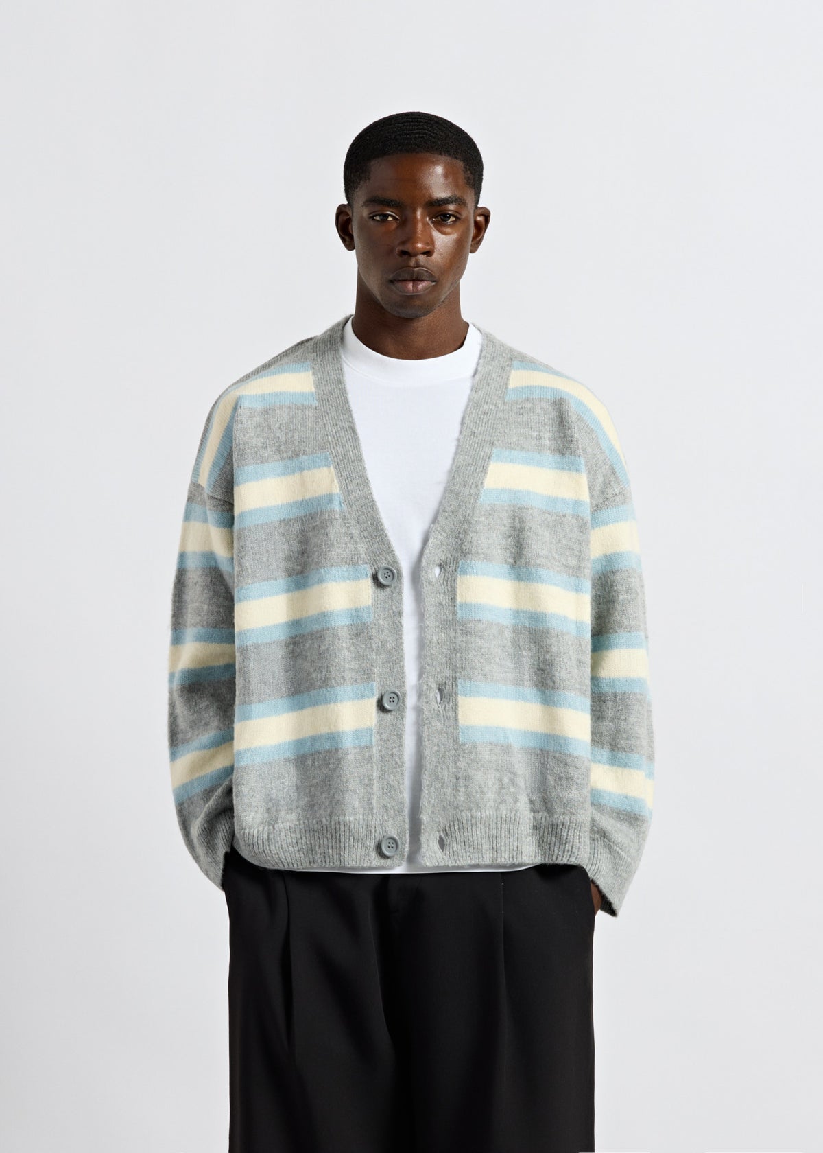 Fuzzy V-Neck Knit Cardigan