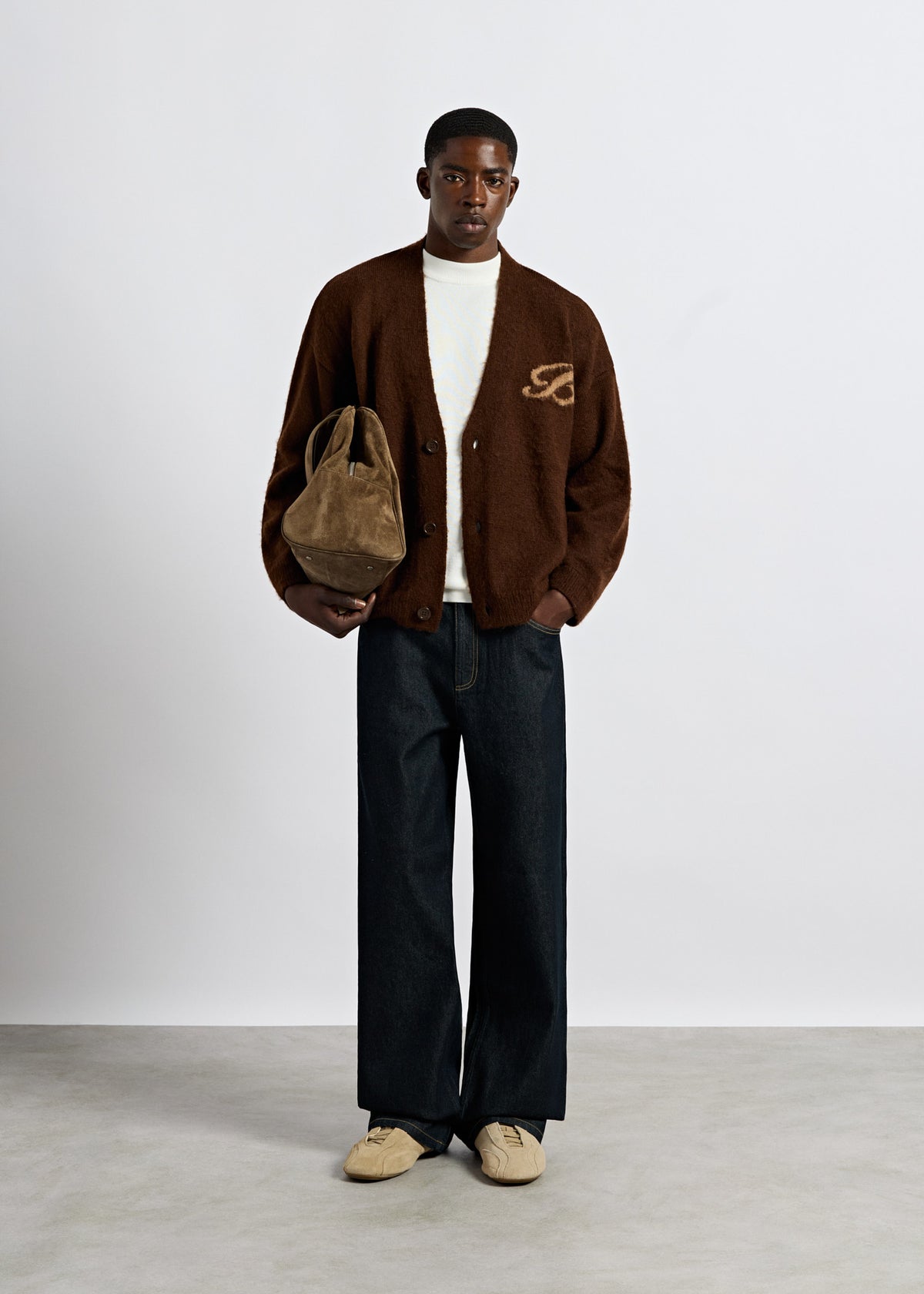 V-Neck Jacquard Cardigan