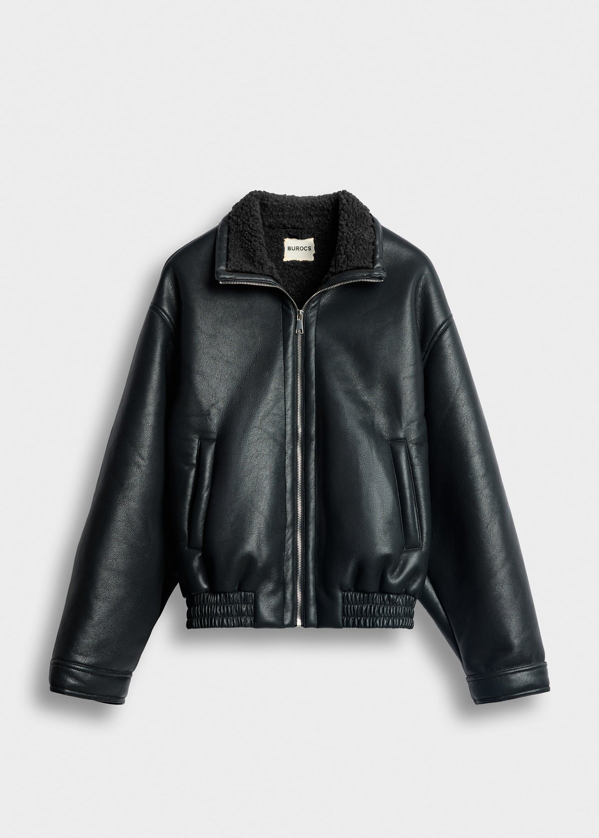 Faux Leather Jacket with Sherpa Collar