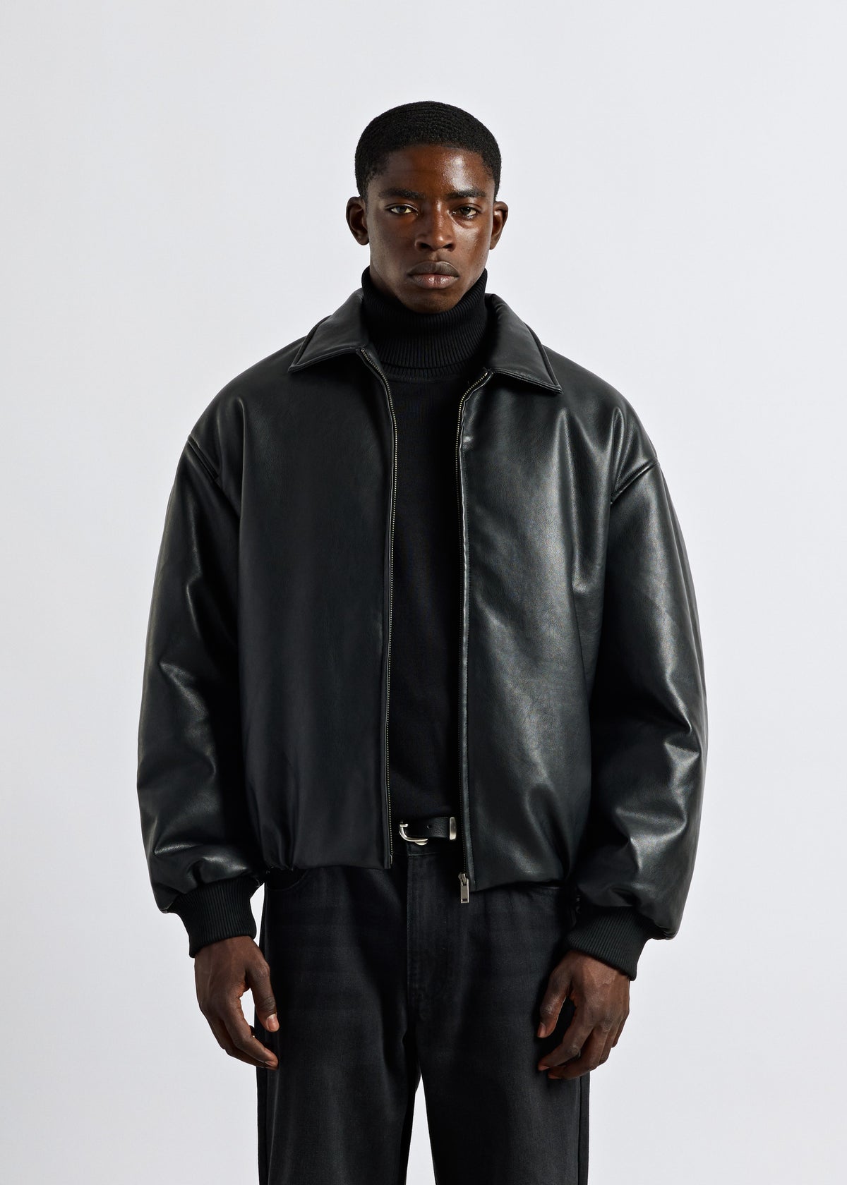 Oversized faux leather blouson