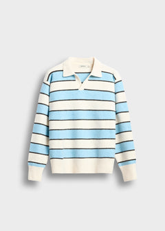 Striped Long-Sleeve Polo Shirt