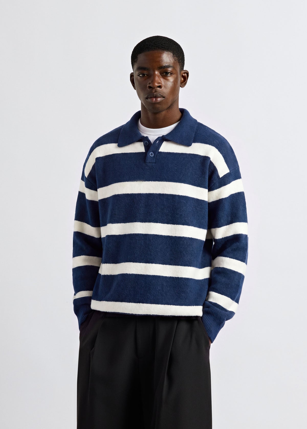 Striped Long-Sleeve Polo