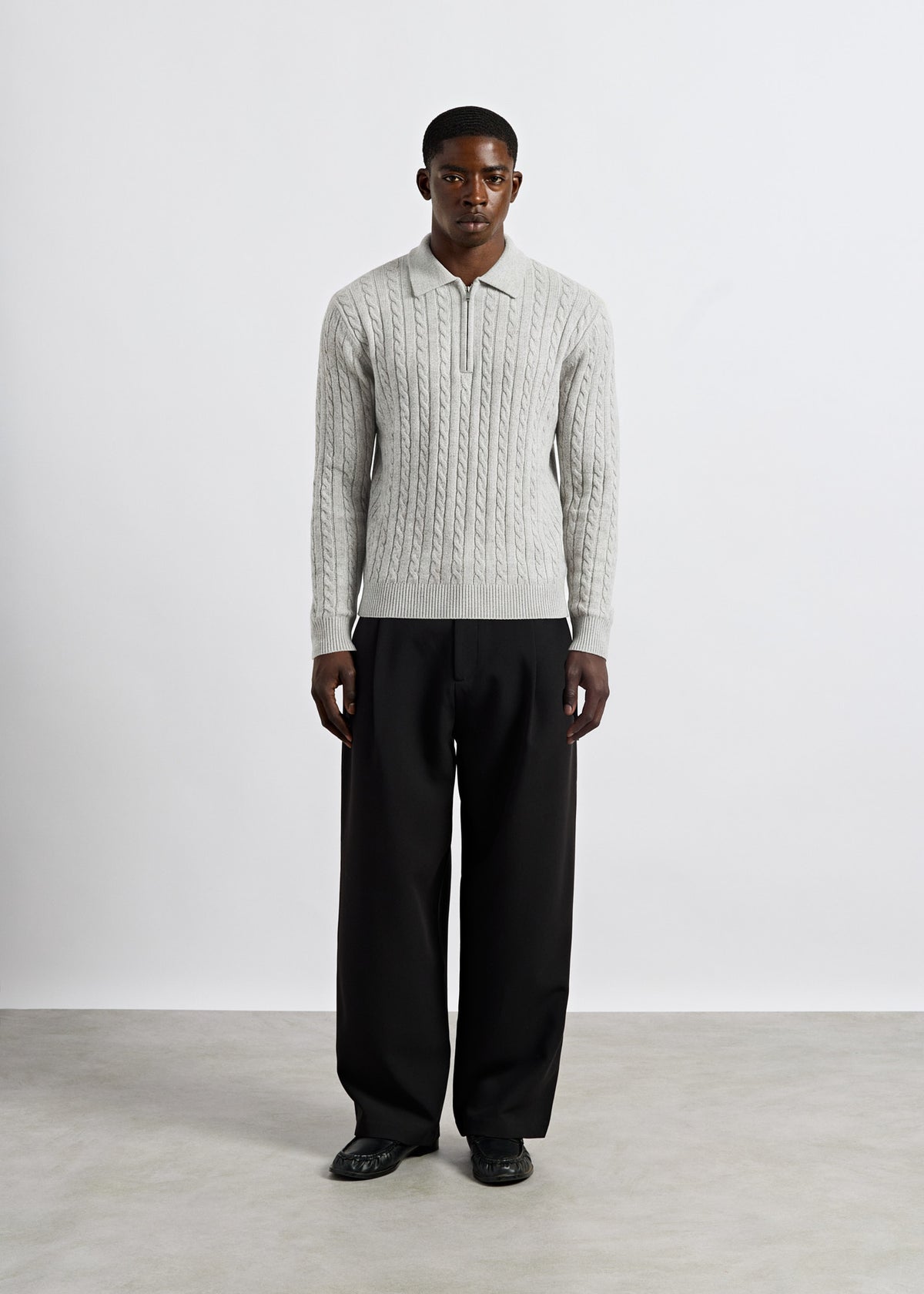 Cable Knit Polo Sweater