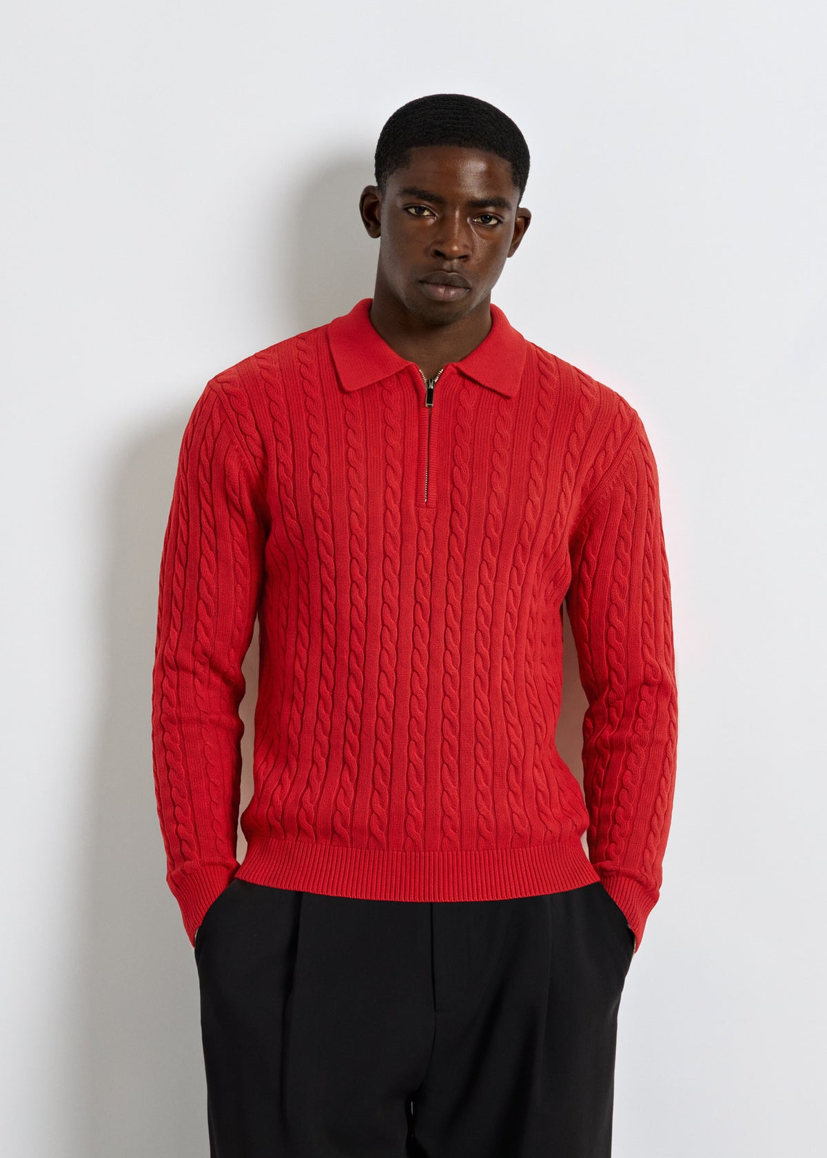 Cable Knit Polo Sweater