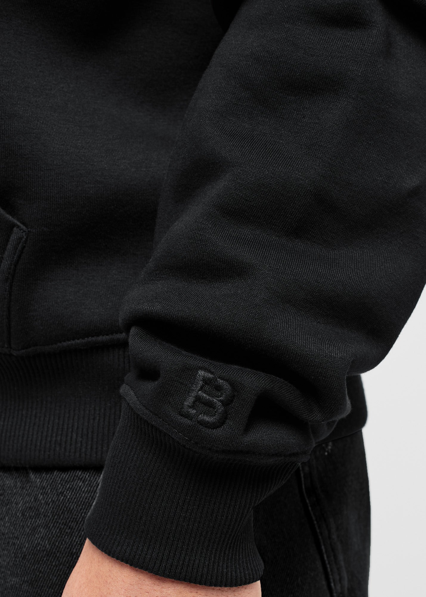 Black Basic Oversized Zip Hoodie
