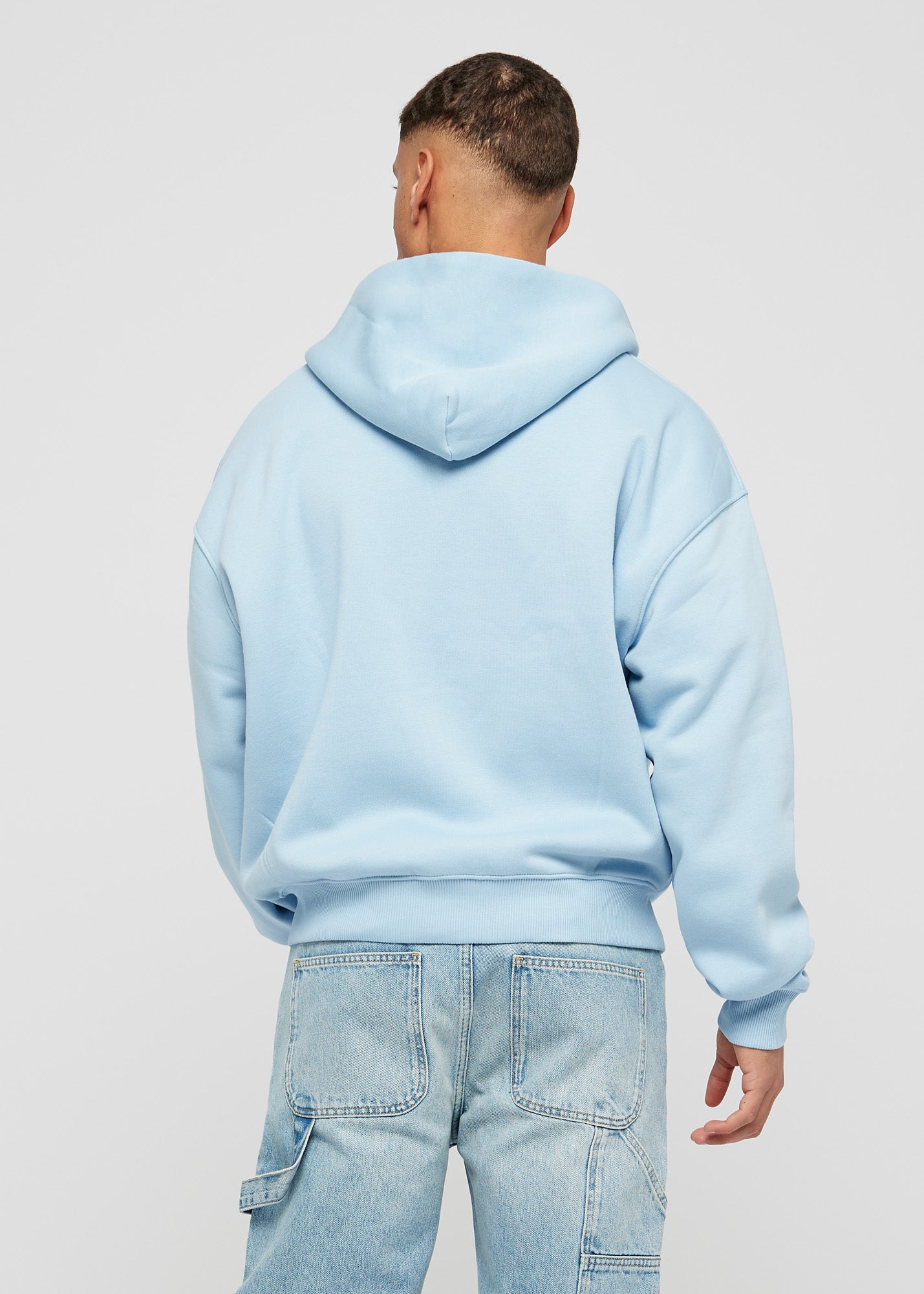 Babyblauwe basic oversized hoodie met rits