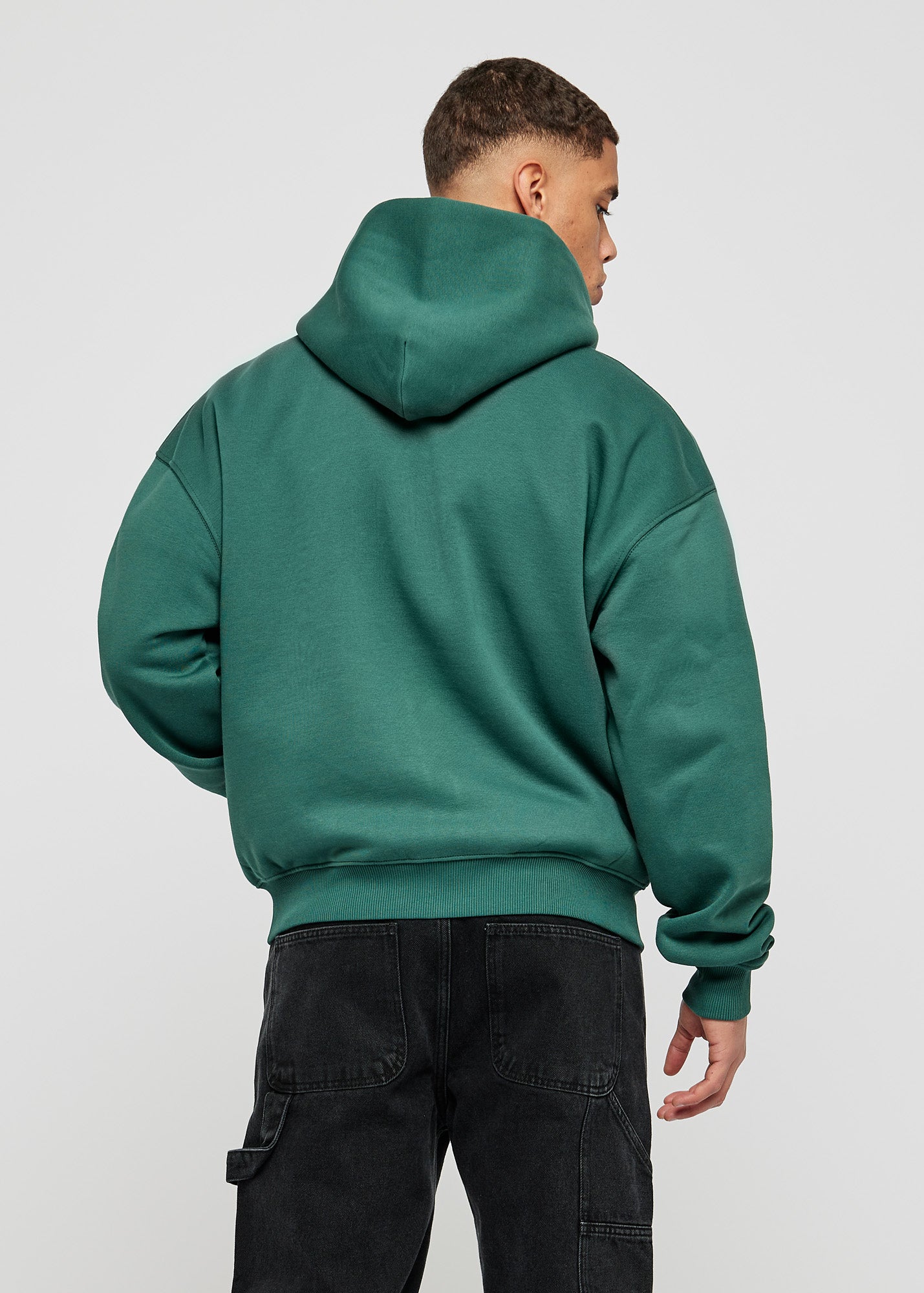 Green Basic Oversized Zip Hoodie